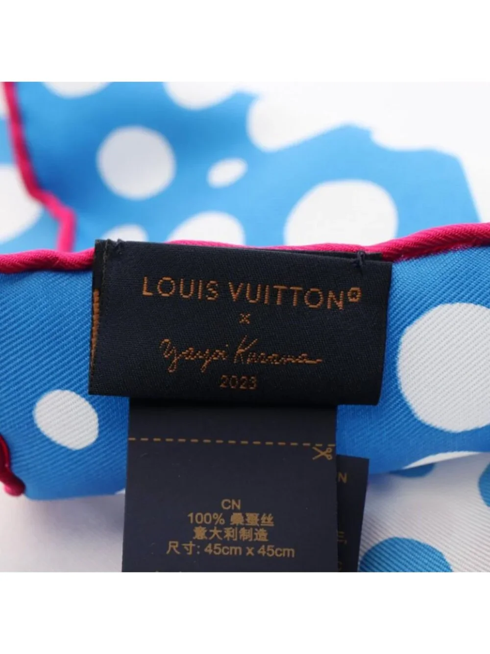 Louis Vuitton Scarf LV YK Carre 45 Infinity Dot Blue Silk YK Yayoi Kusama